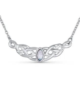 Bling Jewelry Irish Bff Celtic Trinity Friendship Love Knot Color Changing Natural Moonstone Necklace Station Pendant Sterling Silver