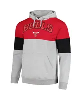 Men's Fanatics Red Chicago Bulls Contrast Pieced Pullover Hoodie