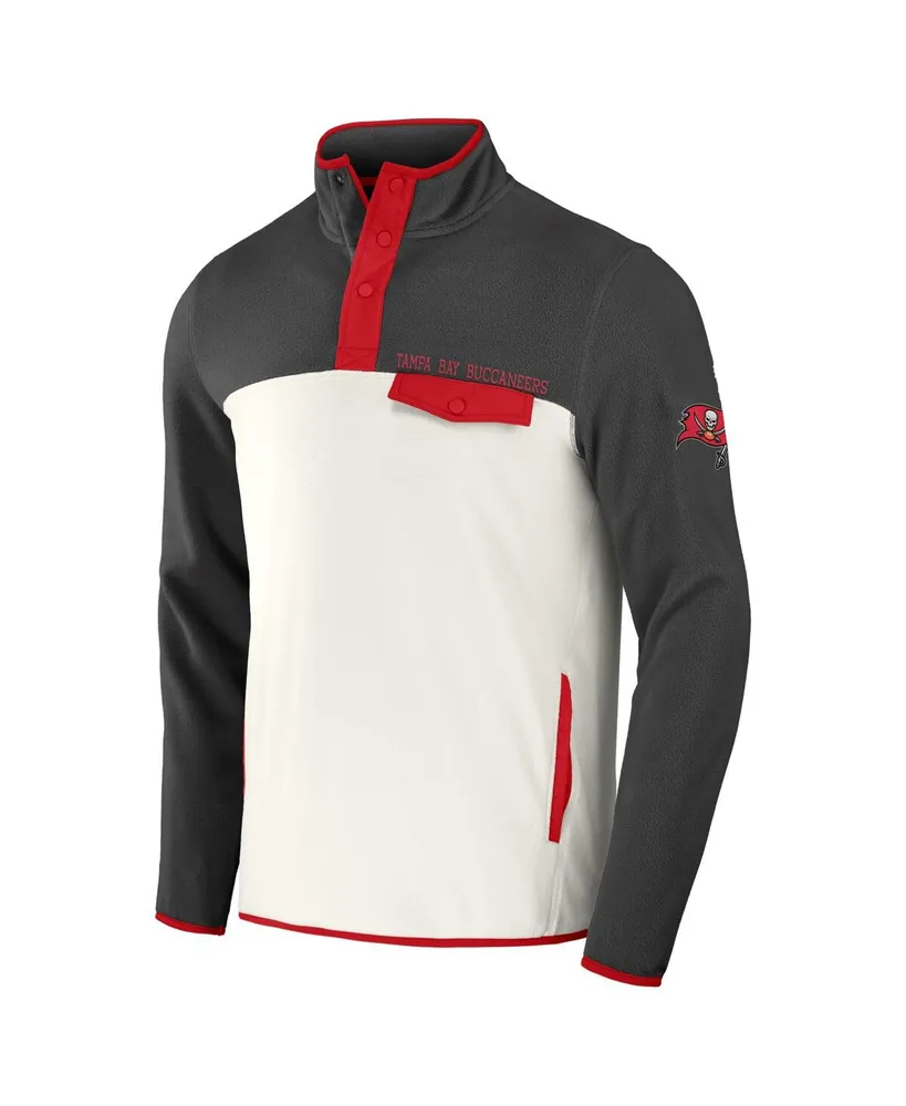 Men's Nfl x Darius Rucker Collection by Fanatics Pewter, Cream Tampa Bay Buccaneers Micro Fleece Quarter-Snap Jacket