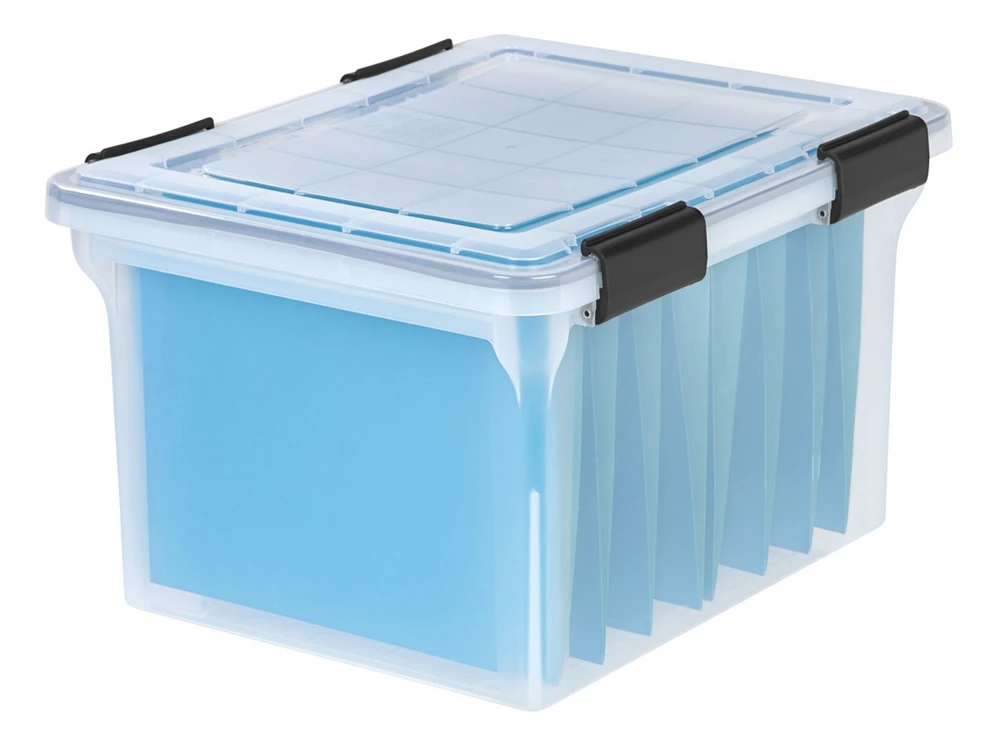 Iris Usa 32qt Letter and Legal Size Weatherpro Airtight Plastic Storage Bin with Lid and Seal and 4Secure Latching Buckles