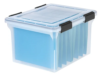Iris Usa 32qt Letter and Legal Size Weatherpro Airtight Plastic Storage Bin with Lid and Seal and 4Secure Latching Buckles