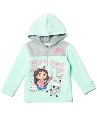 Gabby's Dollhouse Dreamworks Gabbys Kitty Fairy Cakey Cat Gabby Girls Fleece Half Zip Hoodie Toddler |Child