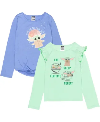 Star Wars The Mandalorian The Toddler| Child Girls 2 Pack Long Sleeve T-Shirts