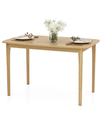 48" Wooden Dining Table Rectangular Farmhouse Kitchen with Solid Rubber Wood