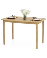 48" Wooden Dining Table Rectangular Farmhouse Kitchen with Solid Rubber Wood