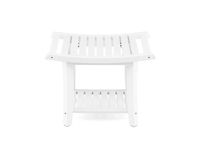 Waterproof Bath Stool with Curved Seat and Storage Shelf