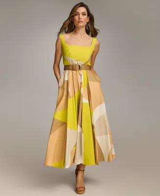 Donna Karan New York Women's Square-Neck Buckled Sleeveless Dress
