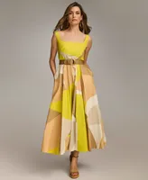 Donna Karan New York Women's Square-Neck Buckled Sleeveless Dress