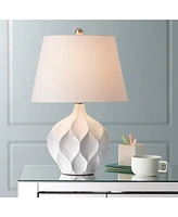 Dobbs Mid Century Modern Accent Table Lamp 22 1/2" High White Glaze Geometric Ceramic Tapered Oval Shade for Bedroom Living Room House Home Bedsi