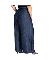 Women's Plus Tencel Denim Wide Leg Palazzo Pants
