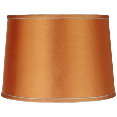 Sydnee Satin Large Drum Lamp Shade 14" Top x 16" Bottom x 11" Slant x 11" High (Spider) Replacement with Harp and Finial