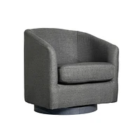 Caro Upholstered Club Style Barrel Chair With Sloped Armrests And 360 Degree Swivel Base In A Vinyl Wrap