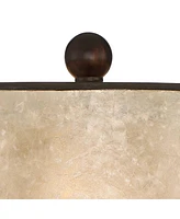 Naomi Industrial Rustic Farmhouse Table Lamp 25" High Aged Bronze Brown Beige Mica Tapered Drum Shade Decor for Bedroom Living Room House Home Be
