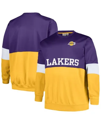 Men's Fanatics Purple, Gold Los Angeles Lakers Big and Tall Split Pullover Sweatshirt