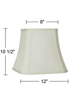Creme Small Square Cut Corner Lamp Shade 8" Top x 12" Bottom x 11" Slant x 10.5" High (Spider) Replacement with Harp and Finial - Springcrest