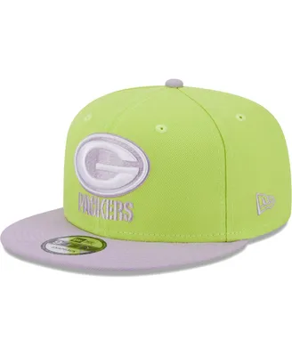 Men's New Era Neon Green, Lavender Green Bay Packers Two-Tone Color Pack 9FIFTY Snapback Hat