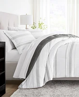 ienjoy Home Stitched Stripe 3-Piece Comforter Set, Full/Queen
