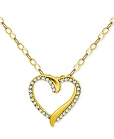 Giani Bernini Cubic Zirconia Open Heart Pendant Necklace in Gold over Silver, 16" + 2" extender, Created for Macy's
