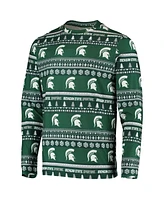 Men's Concepts Sport Green Michigan State Spartans Ugly Sweater Knit Long Sleeve Top and Pant Set