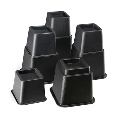 Adjustable Stackable Bed Frame Risers for Elevation & Under-Bed Storage - Heavy-Duty Furniture Riser for Table, Couch, Desk, and Chair