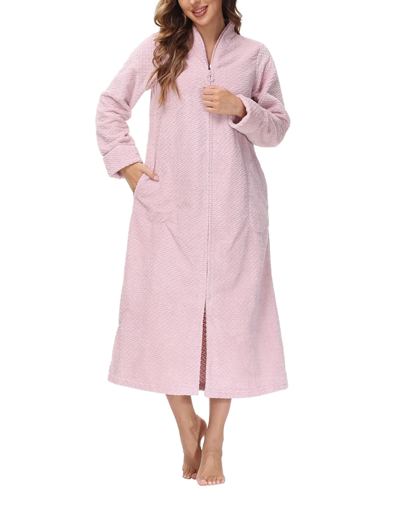 Ink+Ivy Women's Front Zipper Plush Robe