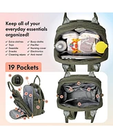 Dikaslon Diaper Bag Backpack with Portable Changing Pad, Pacifier Case and Stroller Straps