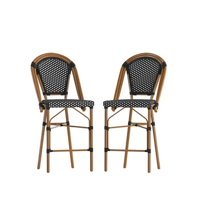 Sacha Set Of Two Stacking Bistro Counter Stools With Pe Seats And Backs Metal Frames For Indoor/Outdoor Use