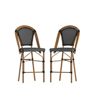 Sacha Set Of Two Stacking Bistro Counter Stools With Pe Seats And Backs Metal Frames For Indoor/Outdoor Use