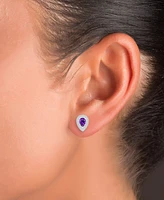 2-Pc. Set Amethyst (1-7/8 ct. t.w.) & Lab-Grown White Sapphire (1 ct. t.w.) Teardrop Halo Pendant Necklace & Matching Stud Earrings in Sterling Silver