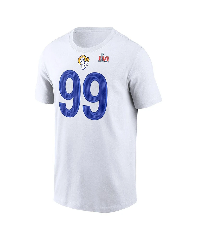 Men's Nike Aaron Donald White Los Angeles Rams Super Bowl Lvi Bound Name and Number T-shirt