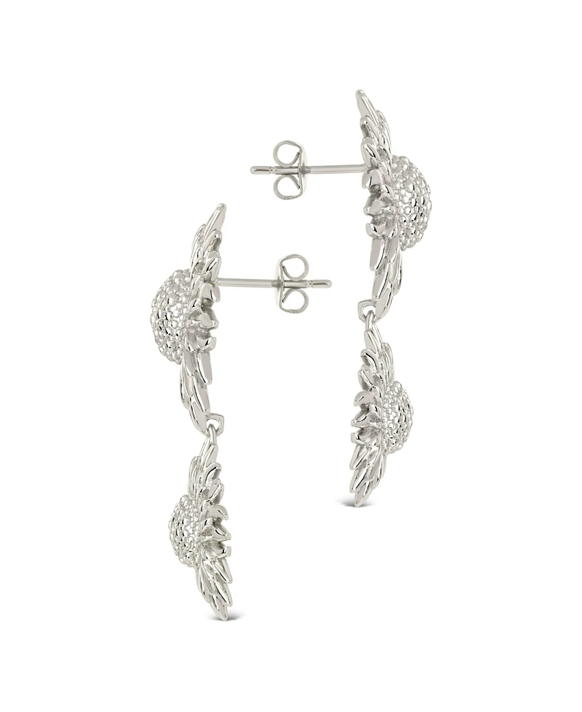 Sterling Forever Gold-Tone or Silver-Tone Triple Sunflower Solaris Drop Studs