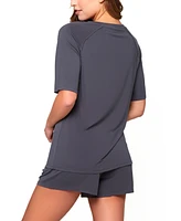 iCollection Women's 2Pc. Raglan Top and Short Pajama Set