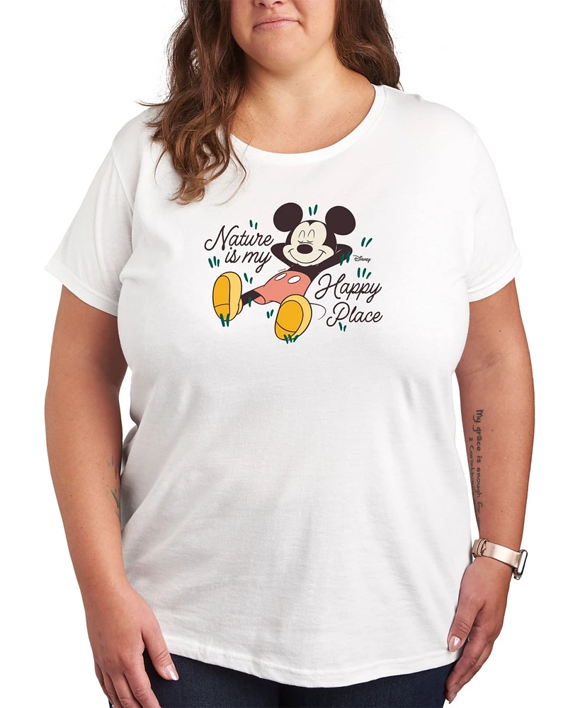 Hybrid Apparel Trendy Plus Disney Mickey Mouse Nature is My Happy Place Graphic T-shirt
