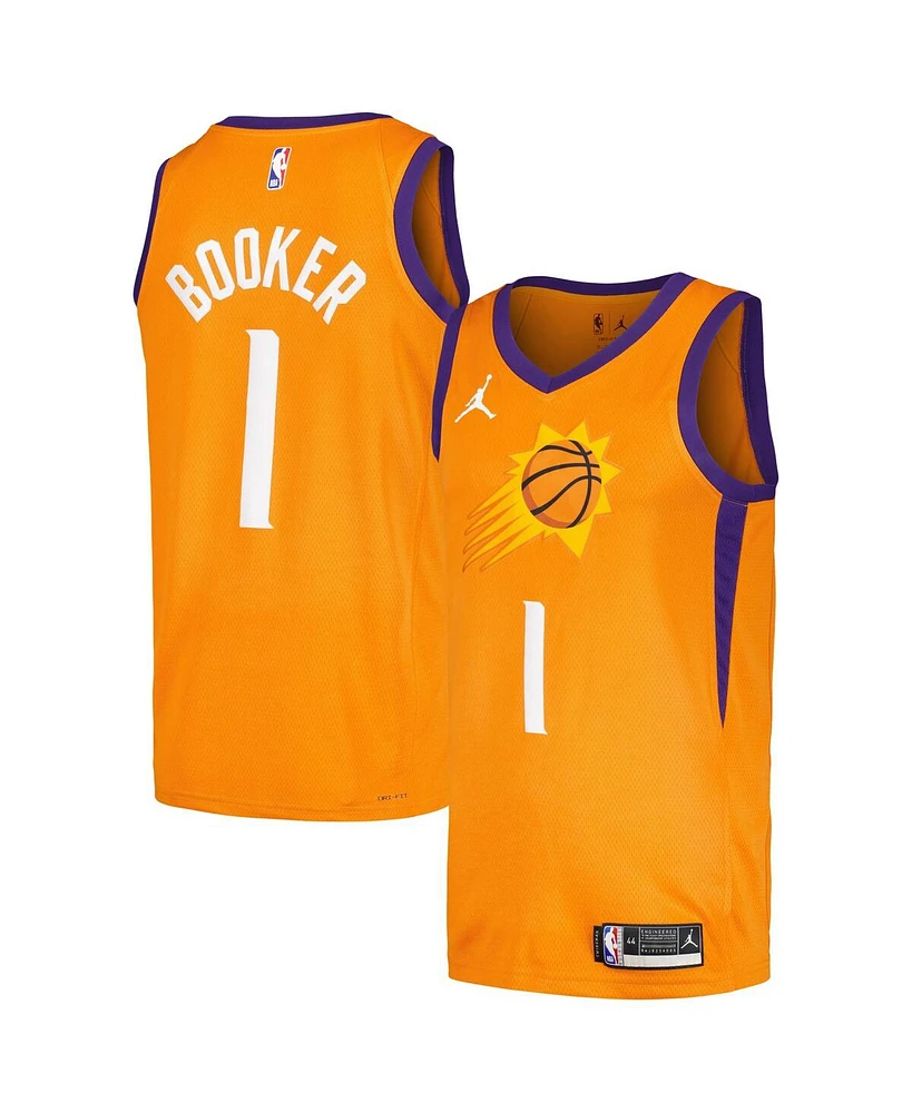Men's Jordan Devin Booker Orange Phoenix Suns Swingman Jersey Player - Statement Edition