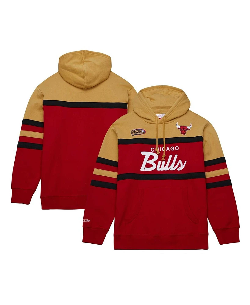 Men's Mitchell & Ness Red, Gold Chicago Bulls Head Coach Pullover Hoodie