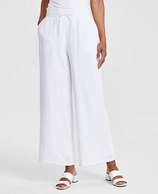 Jm Collection Women's Wide Leg Cotton Gauze Pants, Created for Macy's