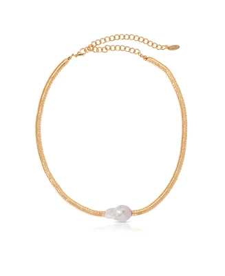 Ettika Liquid 18K Gold-Plated and Cultured Freshwater Pearl Choker