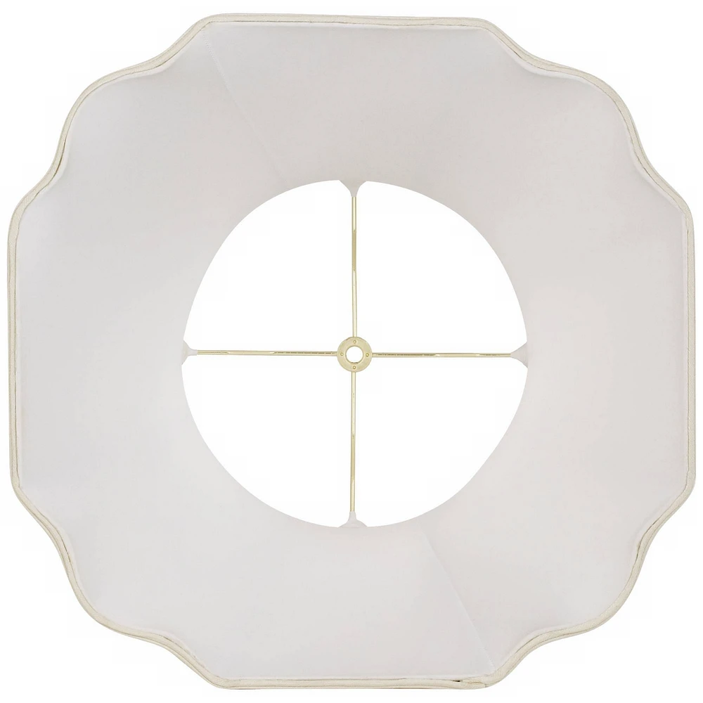 Set of 2 Creme Medium Cut Corner Lamp Shades 10" Top x 16" Bottom x 14" High (Spider) Replacement with Harp and Finial - Springcrest