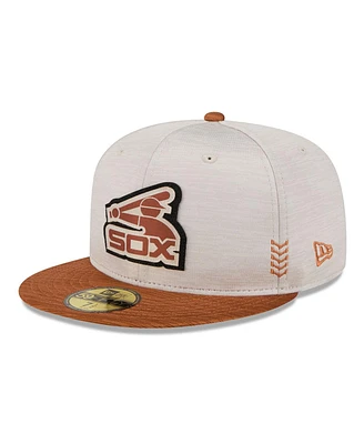 Men's New Era Stone, Brown Chicago White Sox 2024 Clubhouse 59FIFTY Fitted Hat