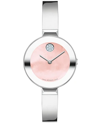 Movado Women's Bold Bangles Swiss Quartz Stainless Steel Silver-tone Watch 28mm