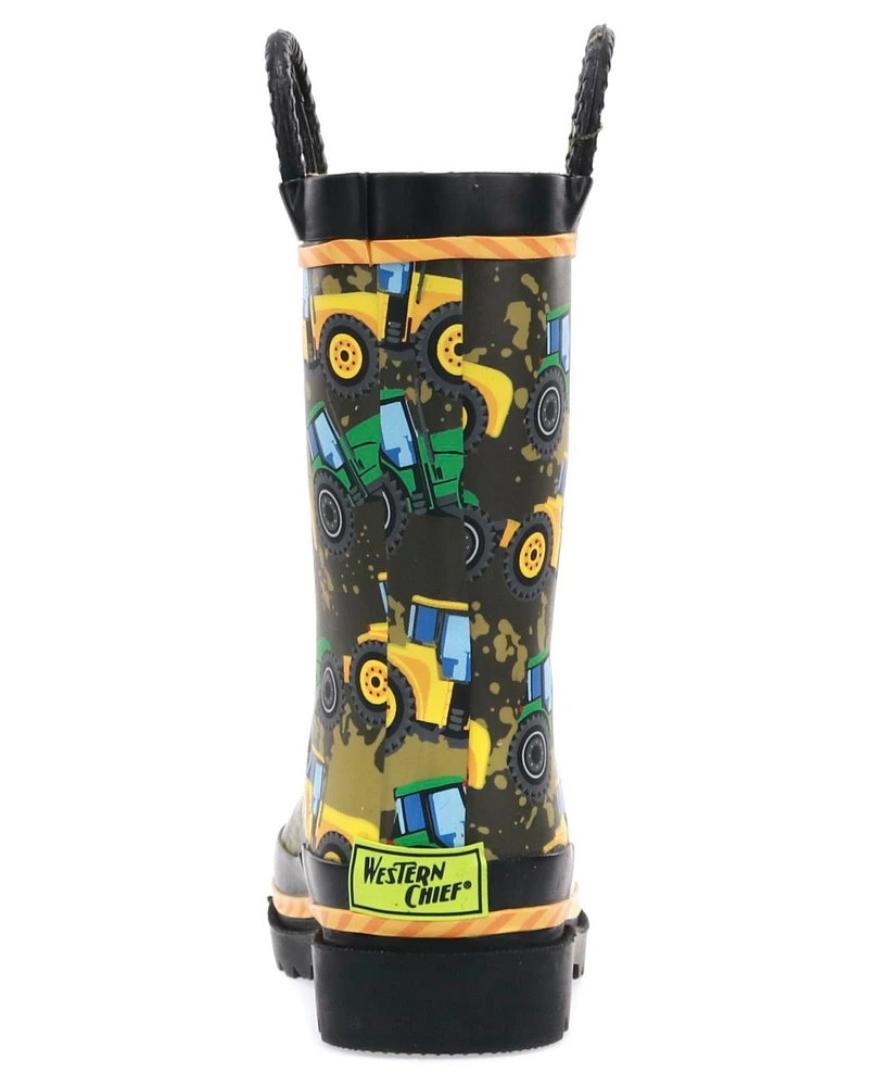 Toddler Little Boy's and Big Tractor Tough Rain Boot