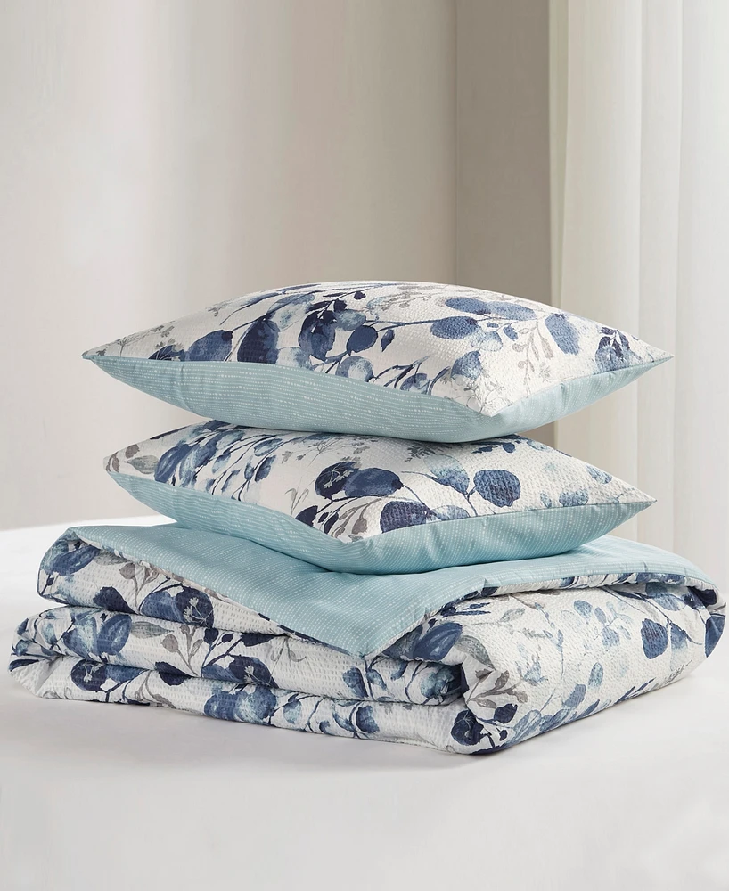 510 Design Gabby Reversible Floral Botanical Seersucker 3-Pc. Comforter Set
