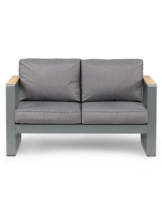 Aoodor Patio Furniture Loveseat - All-Aluminum Sofa Couch with Upgraded Frame, Wider Design, and Thick Cushions for Outdoor Comfort.