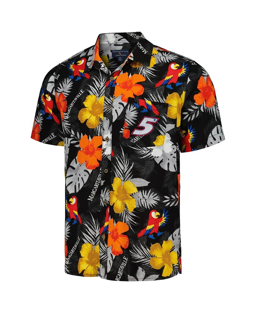 Men's Margaritaville Black Kyle Larson Island Life Floral Party Full-Button Shirt