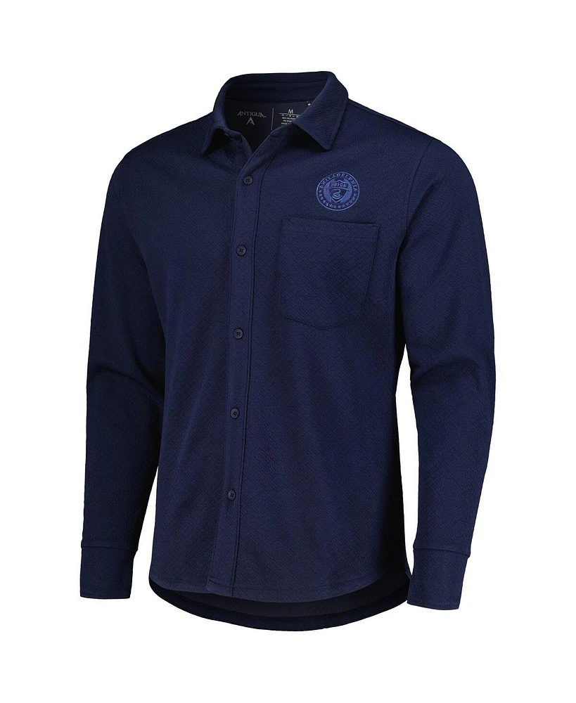 Men's Antigua Navy Philadelphia Union Streamer Diamond Button-Up Shacket