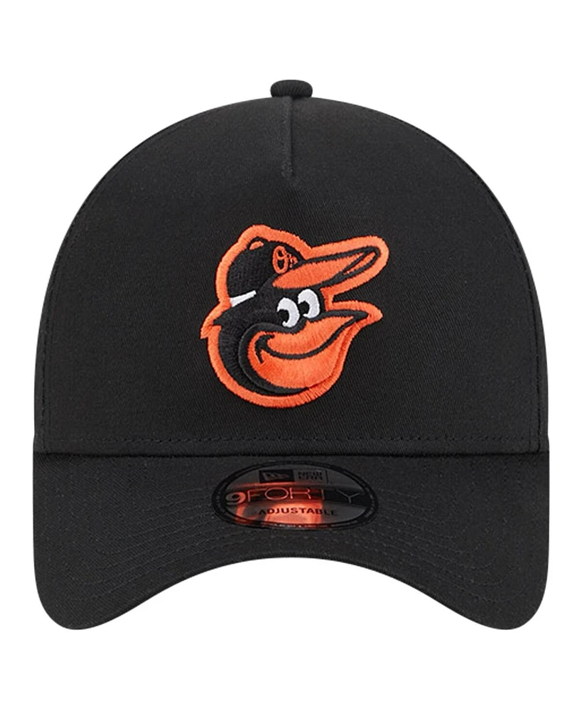 Men's New Era Black Baltimore Orioles Team Color A-Frame 9FORTY Adjustable Hat