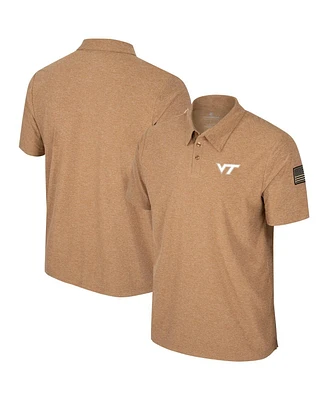 Men's Colosseum Khaki Virginia Tech Hokies Oht Military-Inspired Appreciation Cloud Jersey Desert Polo Shirt