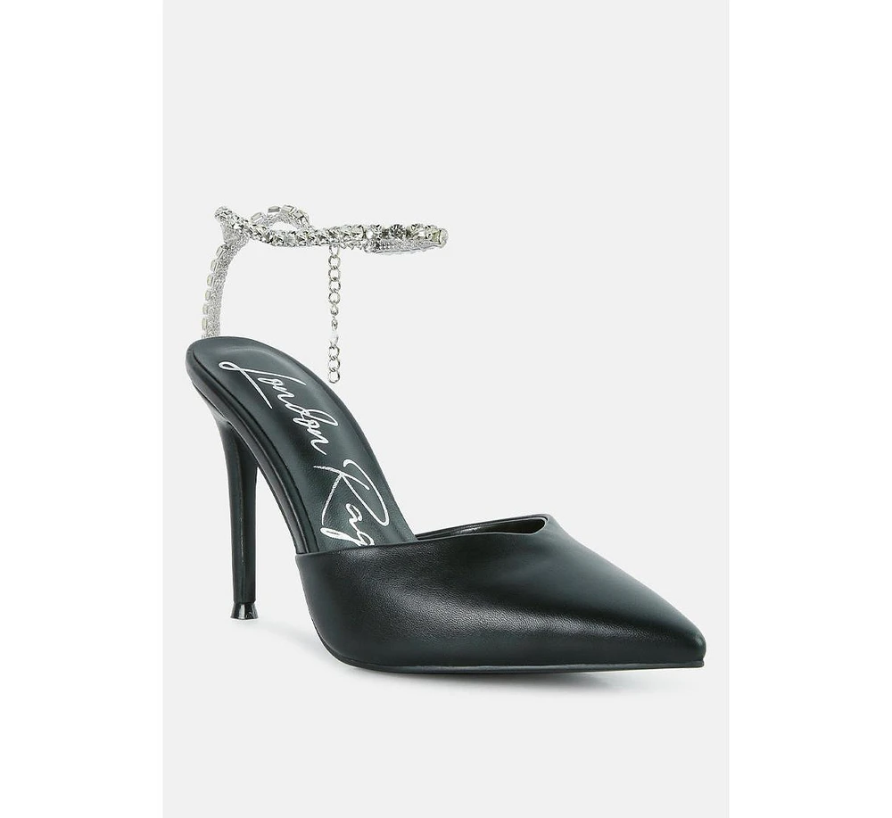 joyce diamante embellished stiletto mule sandals
