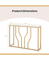 44" Gold Console Table with Faux Marble Tabletop Golden Metal Frame for Entrance