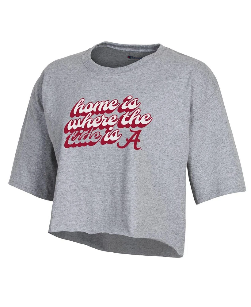 Women's Champion Gray Alabama Crimson Tide Boyfriend Cropped T-shirt